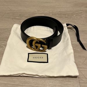 Men’s Gucci Wide Leather Belt W40 with Double G Buckle